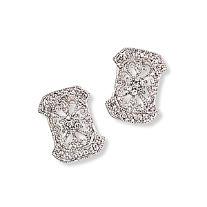 Antique Filigree w/CZ Rectangle Earrings